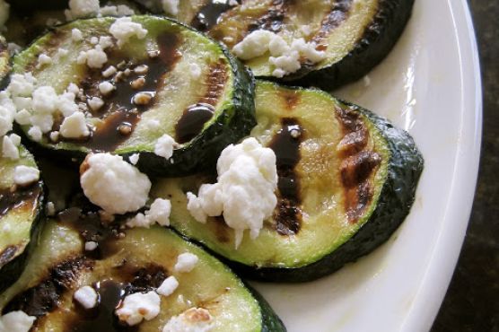 Grilled Zucchini with Goat Cheese and Balsamic-Honey Syrup